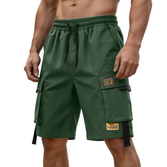 successthop Cargo Shorts for Men Relaxed Knee Length Sweatpant Shorts Drawstring Bottoms Oversized Clothes with Pockets L
