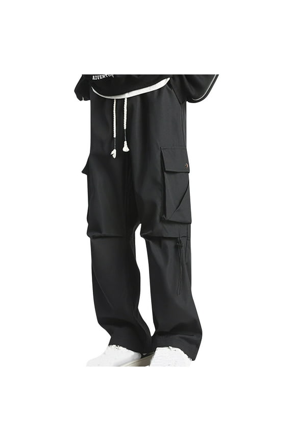 Cargo pants for Mens and Big Mens Drawstring Elastic Waist Solid Hiking Pant with Pockets Outdoor Workwear