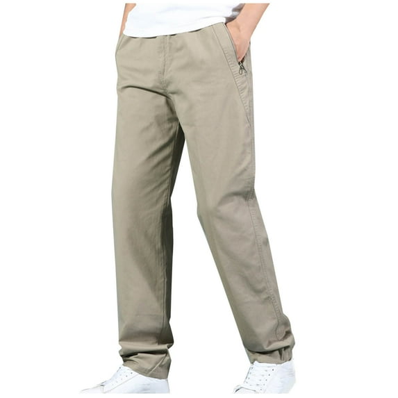 successthop Cargo pants for Mens and Big Mens Drawstring Elastic Waist Workwear with Pockets Casual Trousers Black