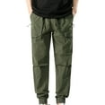 thumbnail image 1 of successthop Cargo pants for Mens and Big Mens Elastic Waist Solid Workwear with Pockets Zipper Casual Trousers, 1 of 4