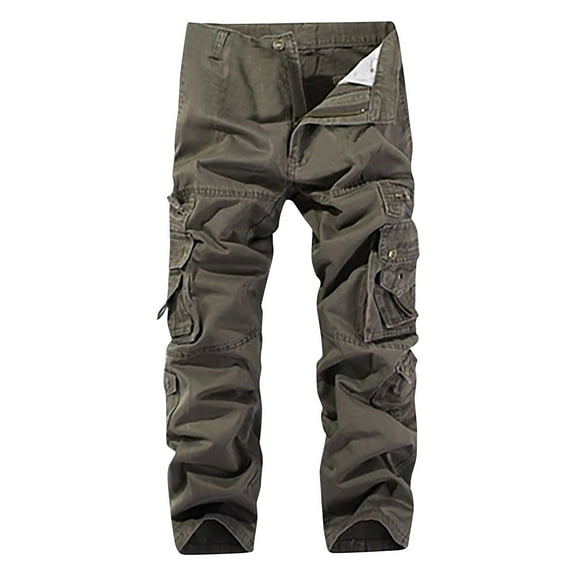 successthop Cargo pants for Mens and Big Mens Solid Hiking Pant with Pockets Zipper Straight Outdoor Workwear