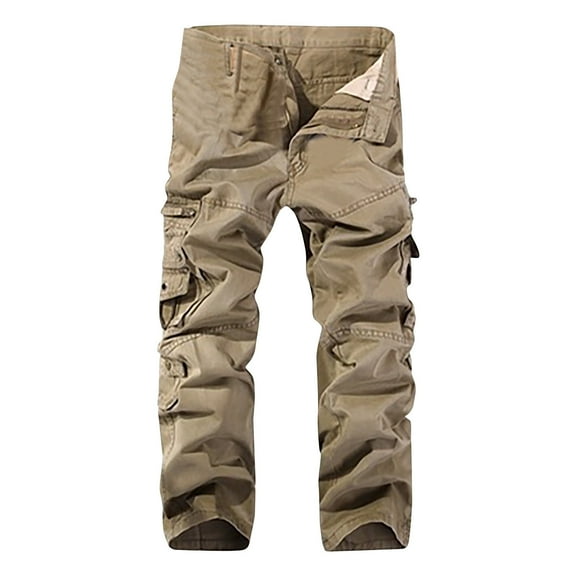 successthop Cargo pants for Mens and Big Mens Solid Hiking Pant with Pockets Zipper Straight Outdoor Workwear