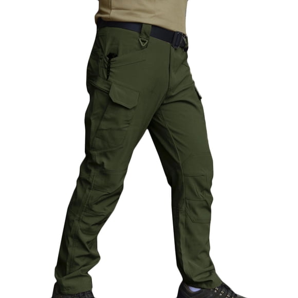 Cargo pants for Mens and Big Mens Stretch Elastic Waist Hiking Pant with Pockets Waterproof Workwear Black