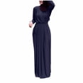 thumbnail image 1 of successthop Casual Dresses for Women with Sleeves Solid Ruched Ladies Dressy V Neck Oversized Evening Party Dress Blue, 1 of 6