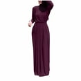 thumbnail image 1 of successthop Casual Dresses for Women with Sleeves Solid Ruched Ladies Dressy V Neck Oversized Evening Party Dress Red, 1 of 6