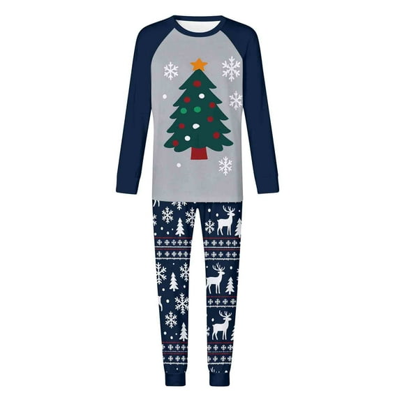 successthop Christmas Pajamas Matching Couple Tree Long Sleeve Crewneck Pullover Top and Pant Nightwear with Pockets