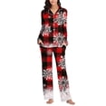 thumbnail image 1 of successthop Christmas Pajamas for Women 2 Piece Plaid Long Sleeve Snowman Shirts Xmas Holiday Sleepwear with Pockets, 1 of 6