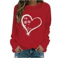 thumbnail image 1 of successthop Christmas Sweatshirts for Women Plus Size Heart Fleece Crewneck Long Sleeve Sweater Tops Warm Streetwear Red, 1 of 5