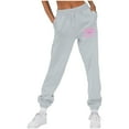 thumbnail image 1 of successthop Christmas Women Sweatpants Fleece Pants with Pockets Printed Elastic Sportpants Drawstring Trousers Gray, 1 of 5