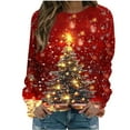 thumbnail image 1 of successthop Christmas Womens Sweatshirts Light Tree Oversized Crewneck Long Sleeve Sweaters Pullover Print Clothes Red M, 1 of 6