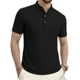 thumbnail image 1 of successthop Collarless Shirts for Men Short Sleeve T Shirt with Button Mock Neck Pullover Tops Big and Tall Clothes XL, 1 of 8