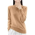 thumbnail image 1 of successthop Cozy Sweater for Women Knitted Long Sleeve Tops Crewneck Stylish Pullover Outwear Solid Clothes Brown XL, 1 of 3