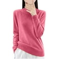 thumbnail image 1 of successthop Cozy Sweater for Women Knitted Long Sleeve Tops Crewneck Stylish Pullover Outwear Solid Clothes Pink S, 1 of 3
