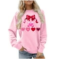 thumbnail image 1 of successthop Crew Neck Sweatshirts Women Valentine Day Bow Print Casual Clothes Long Sleeve Outfits Vacation Tops M, 1 of 5
