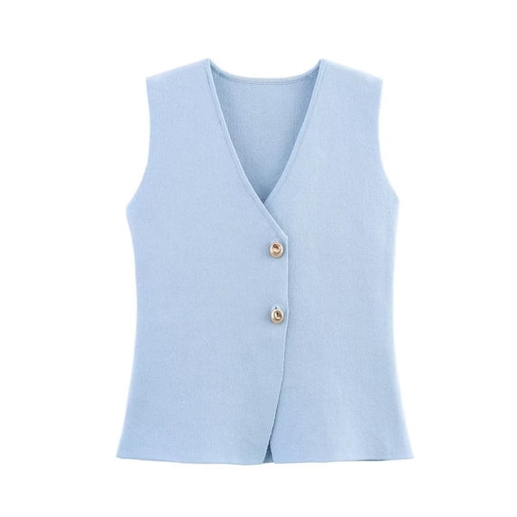 successthop Cropped Vest Women Solid Oversized Outerwear Lightweight Button Up V neck Winter Clothes Cozy Coat