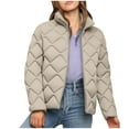 thumbnail image 1 of successthop Down Jacket Women Casual Quilted Thick Coat Zip Up Cold Weather Long Sleeve Outwear Solid Winter Clothes Brown, 1 of 9