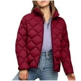 thumbnail image 1 of successthop Down Jacket Women Casual Quilted Thick Coat Zip Up Cold Weather Long Sleeve Outwear Solid Winter Clothes Red, 1 of 9