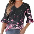 thumbnail image 1 of successthop Dressy Blouses for Women 3/4 Sleeves Clothes Lightweight V Neck Pullover Shirts Floral Trendy Tops, 1 of 6
