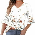 thumbnail image 1 of successthop Dressy Blouses for Women 3/4 Sleeves Clothes Lightweight V Neck Pullover Shirts Floral Trendy Tops, 1 of 6