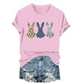 thumbnail image 1 of successthop Easter Clothes Women Bunny Casual Short Sleeve Vacation T Shirt Crewneck Top Summer Holiday Clothes Pink M, 1 of 6
