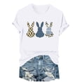 thumbnail image 1 of successthop Easter Clothes Women Bunny Casual Short Sleeve Vacation T Shirt Crewneck Top Summer Holiday Clothes White S, 1 of 6