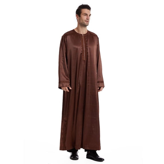successthop Eid Mubarak Mens and Big Mens Sun Protect Crewneck Cover Up Long Sleeve Shirt Dress Solid Vacation Clothes