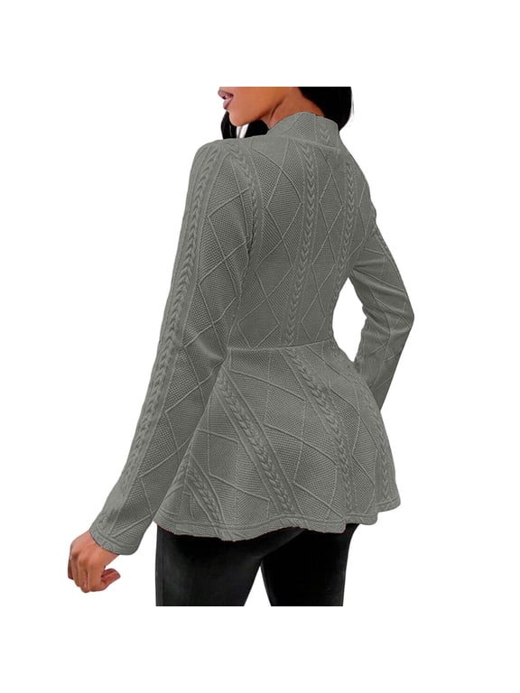 Fall Jackets for Women Long Sleeve Jacket Open Front Coat Plus Size A Line Flare Hem Winter Casual Outwear M