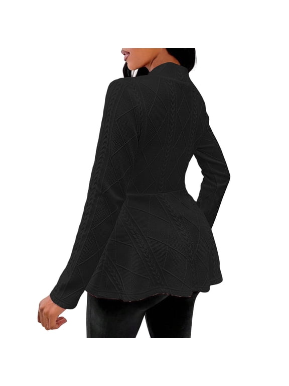 Fall Jackets for Women Long Sleeve Jacket Open Front Coat Plus Size A Line Flare Hem Winter Casual Outwear S