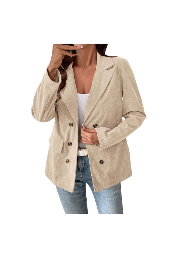 Fall Jackets for Women with Pockets Long Sleeve V Neck Jacket Button Up Coat Heavyweight No Hood Outwear M