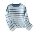 thumbnail image 1 of successthop Fall Sweaters Women Striped Long Sleeve Outwear Chunky Crewneck Winter Pullover Tops Color Block Clothes S, 1 of 4