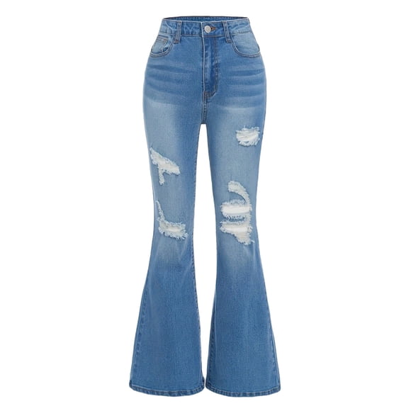 Hellosay Flare Jeans Toddler Girl 8-9T Wash Ripped Trendy Slim Trousers with Pockets Spring Stretchy Fall Denim Pant