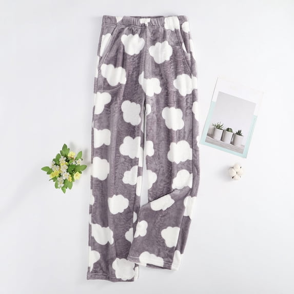 successthop Fleece Pajam Pants for Women Fleece Plus Size Trousers Oversized Loungewear with Pockets Cloud Pj Bottoms