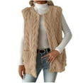 thumbnail image 1 of successthop Fleece Vest Women Fuzzy Solid Outerwear Open Front Sleeveless Coat with Pockets Winter Warm Waistcoat, 1 of 8