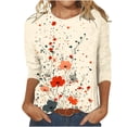 thumbnail image 1 of successthop Floral Blouses for Women Plus Size 3/4 Sleeve Shirt Lightweight Crewneck Casual Clothes Print Tops, 1 of 5