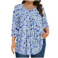 thumbnail image 1 of successthop Floral Blouses for Women Plus Size 3/4 Sleeve Tunic Top Crewneck Curved Hem Shirt Print Tops Loungewear, 1 of 7
