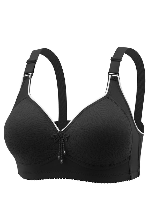 Front Clasp Bras for Women Wireless Support Push Up Bralette Adjustable Straps Plus Size Breathable Bras M