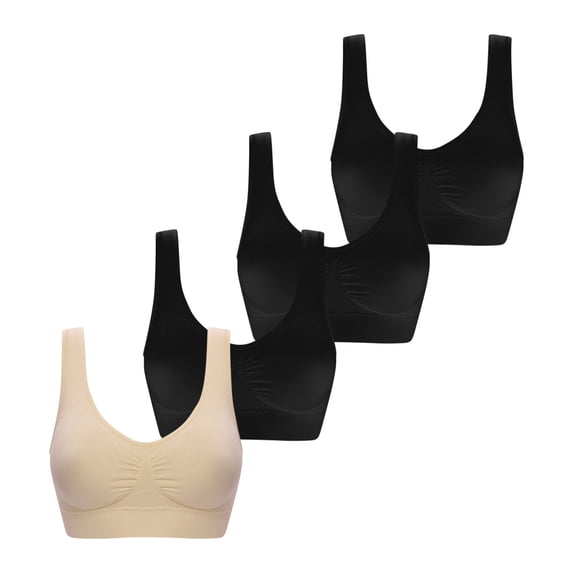 successthop Full Coverage Bras for Women Plus Size 4 Pack Comfortable Solid Lightweight Lift Soft Sport Bralette