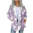 thumbnail image 1 of successthop Fuzzy Cardigans for Women Flannel Coat with Pockets Long Sleeve Hooded Outerwear Claw Streetwear Pink XL, 1 of 5