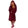 thumbnail image 1 of successthop Fuzzy Robe with Hood Women FLeece Lightweight Belted Plus Size Sleepwear Solid Bathrobe with Pockets Red L, 1 of 5