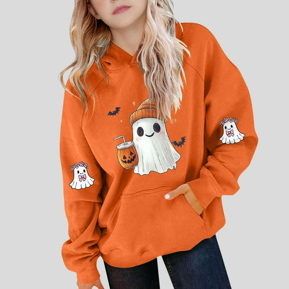 successthop Halloween Hoodies Spooky Pumpkin Ghost Toddler Girls Boys Long Sleeve Winter Fall Sport Tops Sizes 5-15