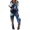 thumbnail image 1 of successthop Halloween Pajamas Spooky Printed Long Sleeve Tops with Full Pants Button with Pockets Loungewear, 1 of 3