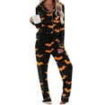 thumbnail image 1 of successthop Halloween Pajamas Spooky Printed Long Sleeve Tops with Full Pants Button with Pockets Loungewear, 1 of 3