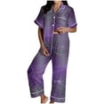 thumbnail image 1 of successthop Halloween Pajamas Women Short Sleeve Collar Button Down with Pant 2 Pieces with Pockets Loungewear, 1 of 5