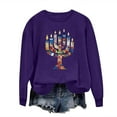thumbnail image 1 of successthop Hanukkah Sweatshirt for Women Candle Fleece Crewneck Long Sleeve Festival Sweater Jewish Pullover Top, 1 of 4