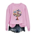 thumbnail image 1 of successthop Hanukkah Sweatshirt for Women Candle Fleece Crewneck Long Sleeve Festival Sweater Jewish Pullover Top, 1 of 4