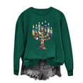 thumbnail image 1 of successthop Hanukkah Sweatshirt for Women Candle Fleece Crewneck Long Sleeve Festival Sweater Jewish Pullover Top, 1 of 4
