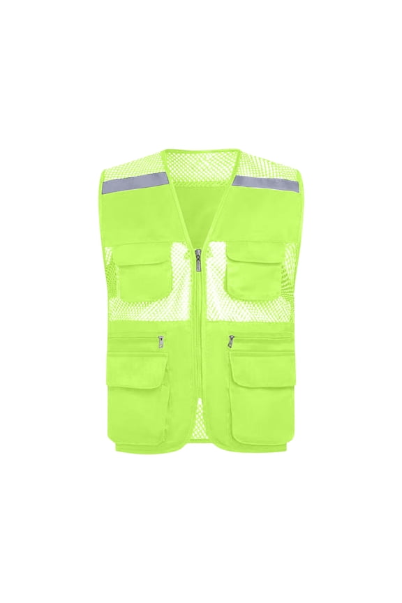 Hiking Vests for Men Plus Size Zip V Neck Clothes with Multiple Pockets Breathable Sleeveless Hiking Green M