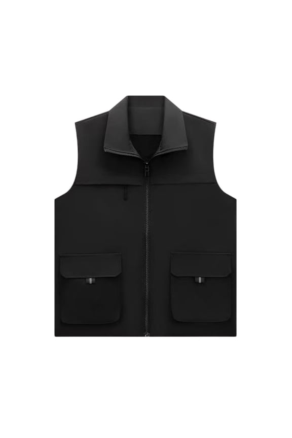 Hiking Vests for Men Quilted Plus Size Zip Collar Clothes with Multiple Pockets Breathable Sleeveless Hiking