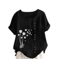 thumbnail image 1 of successthop Holiday Shirts Women Casual Plus Size Crewneck T Shirt Button Lightweight Short Sleeve Tops Floral Outfits, 1 of 5