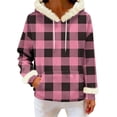 thumbnail image 1 of successthop Hoodie for Women Pullover with Pockets Long Sleeve Drawstring Top Plus Size Fleece Neck Checkered Streetwear, 1 of 6